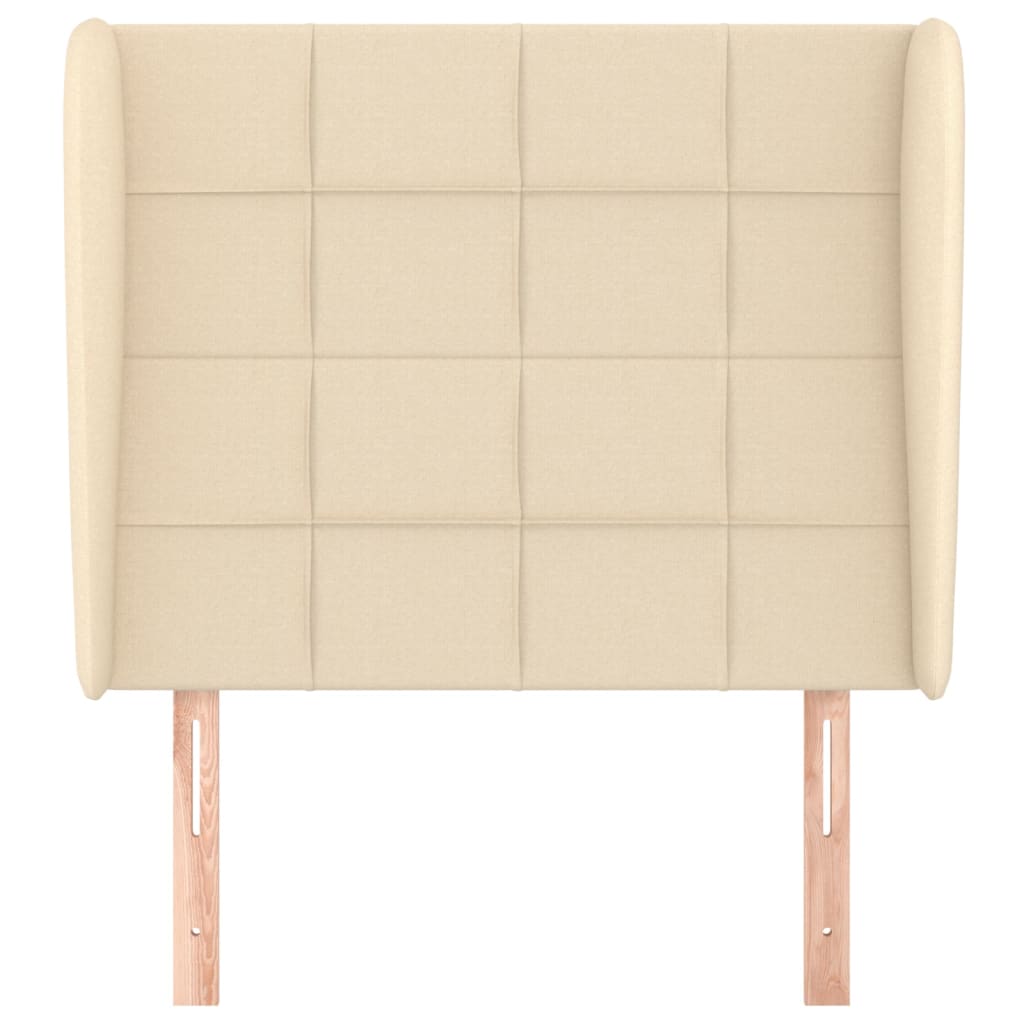 sengegavl med kanter 103x23x118/128 cm stof cremefarvet