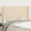 sengegavl med kanter 147x23x118/128 cm stof cremefarvet