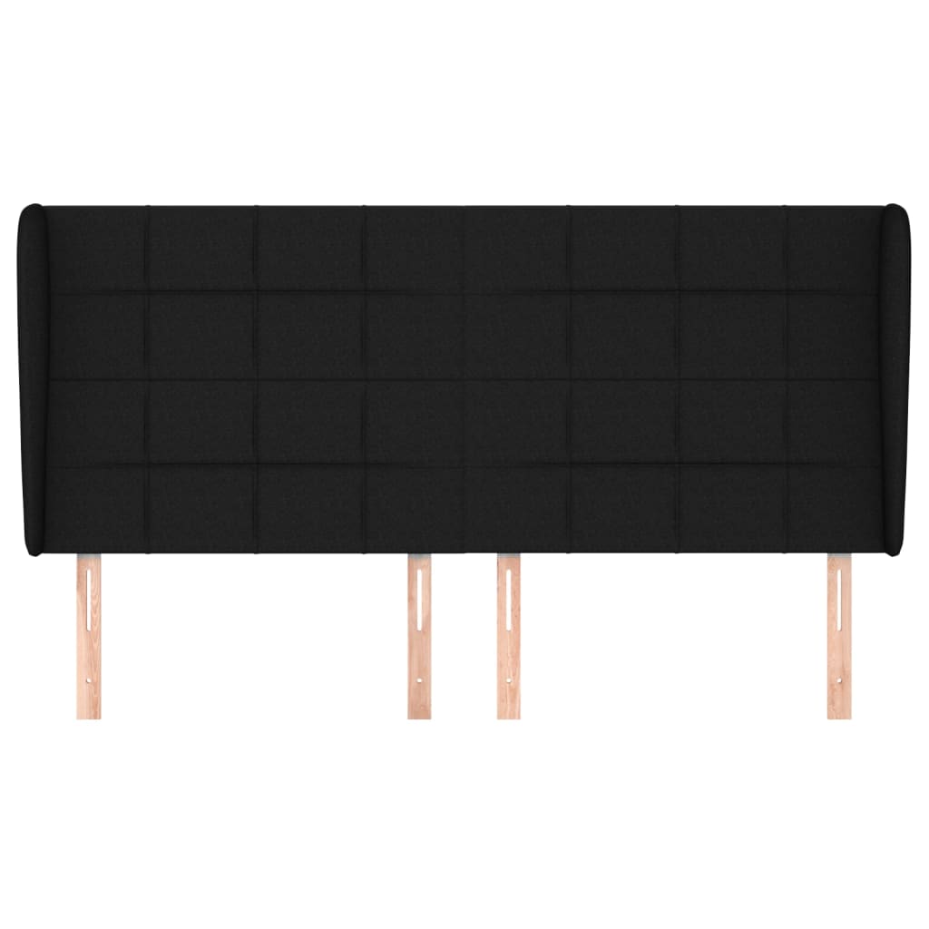 sengegavl med kanter 183x23x118/128 cm stof sort