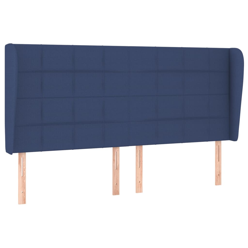 sengegavl med kanter 183x23x118/128 cm stof blå