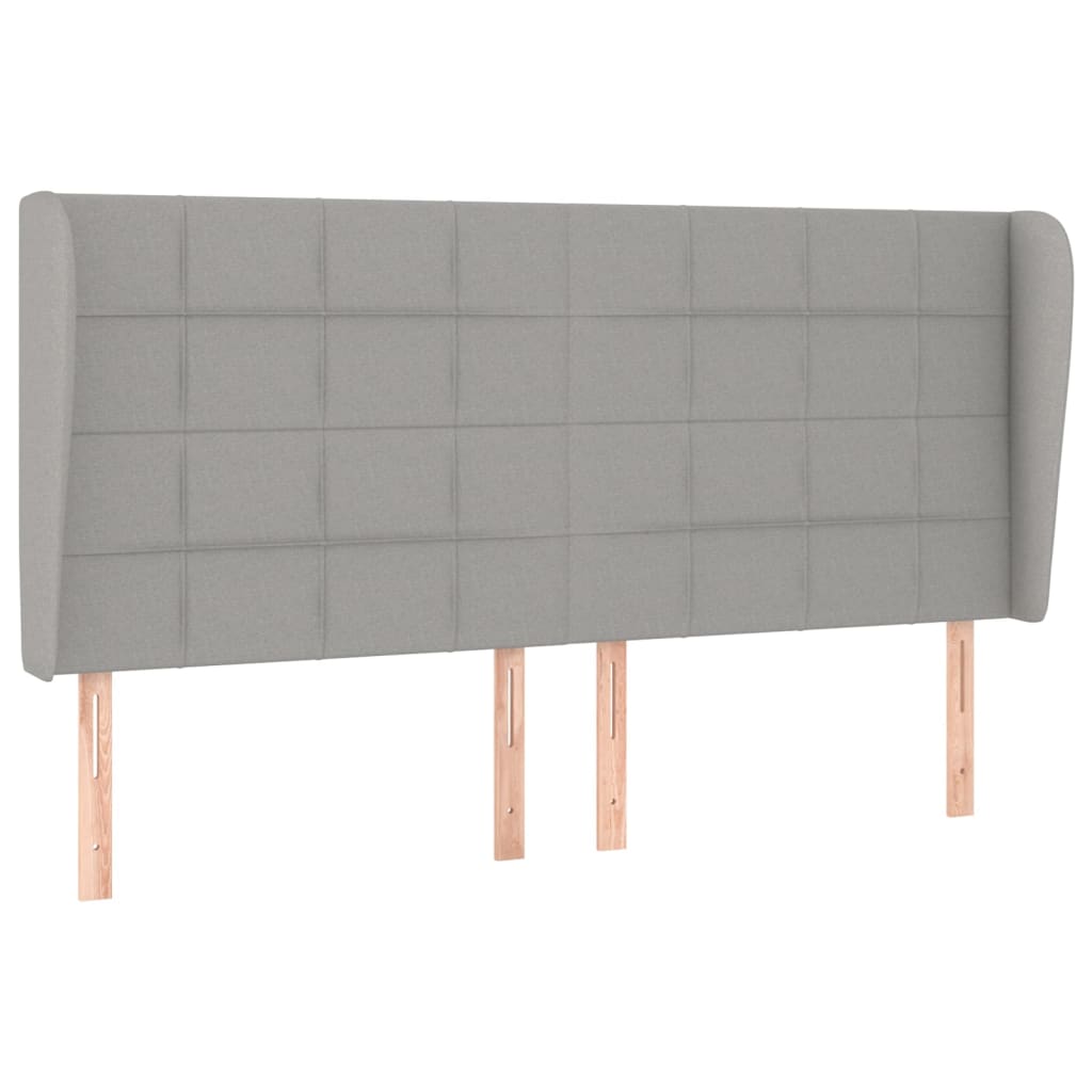 sengegavl med kanter 203x23x118/128 cm stof lysegrå