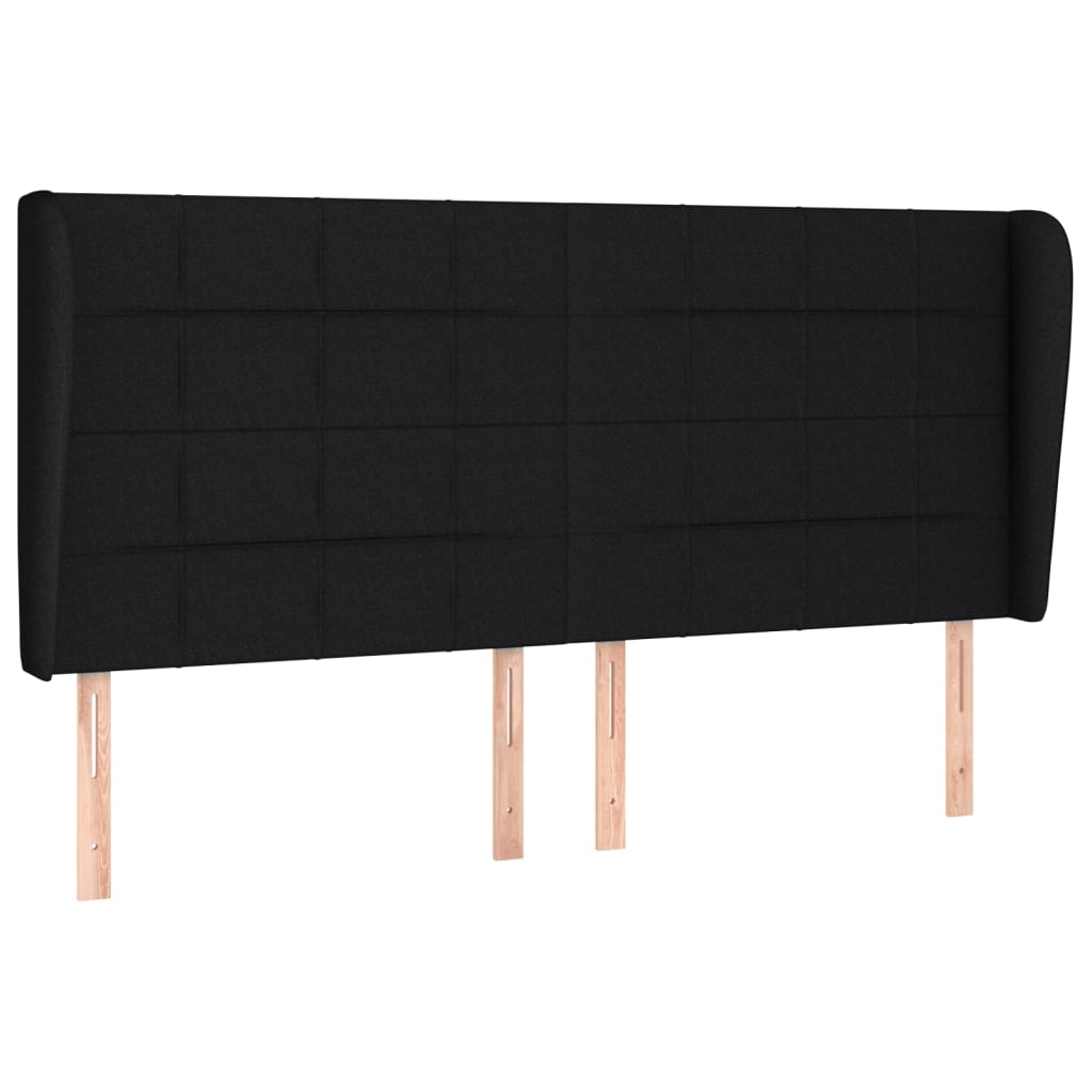 sengegavl med kanter 203x23x118/128 cm stof sort