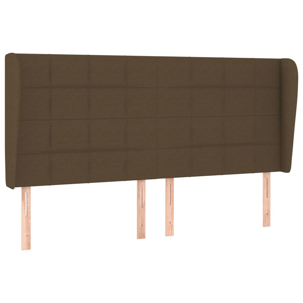 sengegavl med kanter 203x23x118/128 cm stof mørkebrun