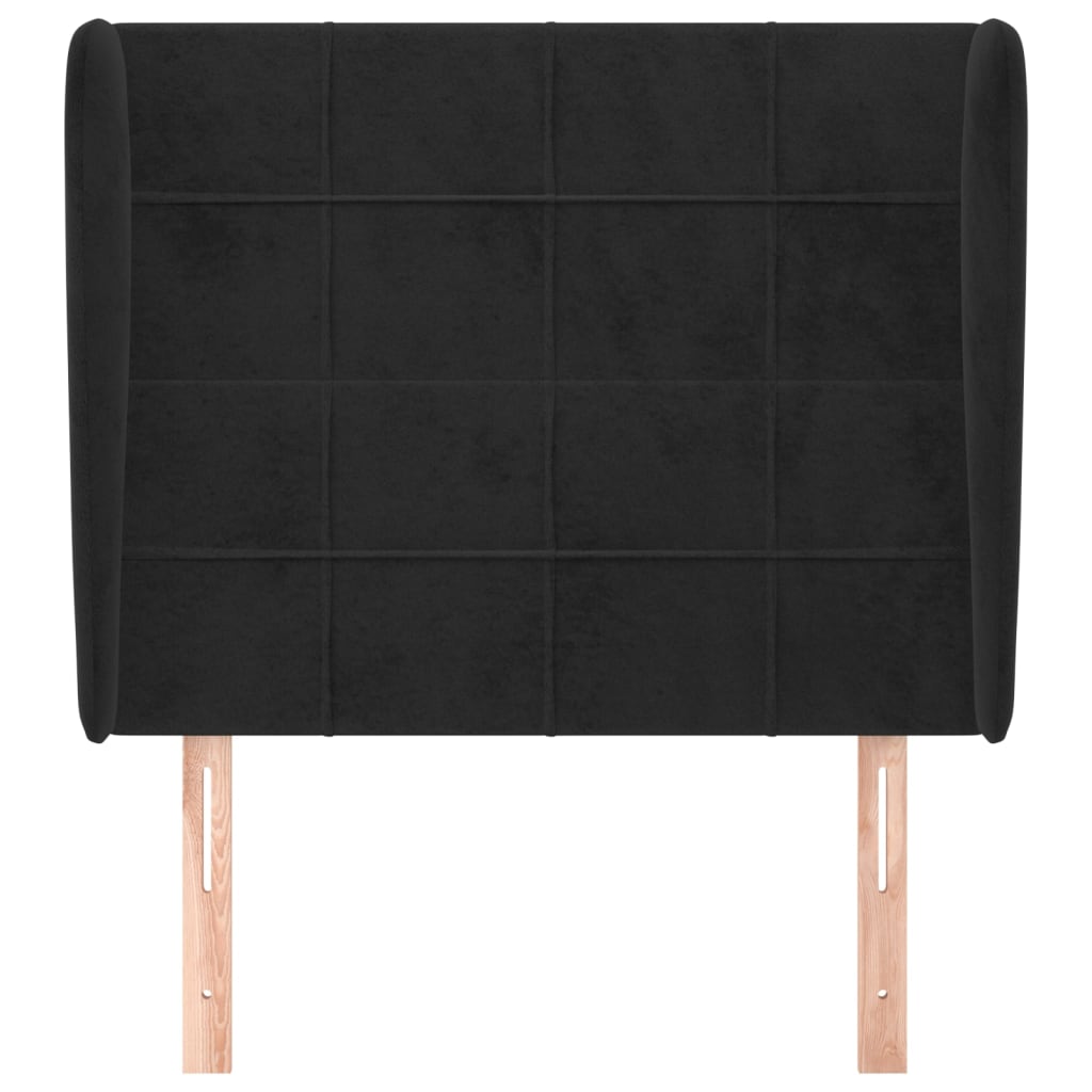 sengegavl med kanter 83x23x118/128 cm fløjl sort