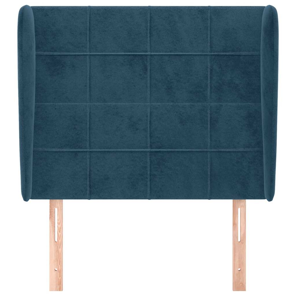 sengegavl med kanter 83x23x118/128 cm fløjl mørkeblå