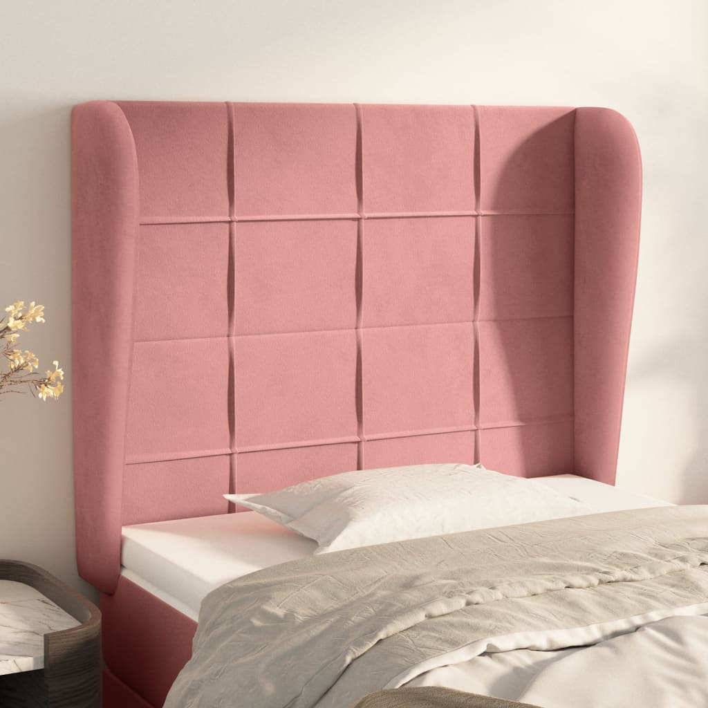 sengegavl med kanter 83x23x118/128 cm fløjl pink