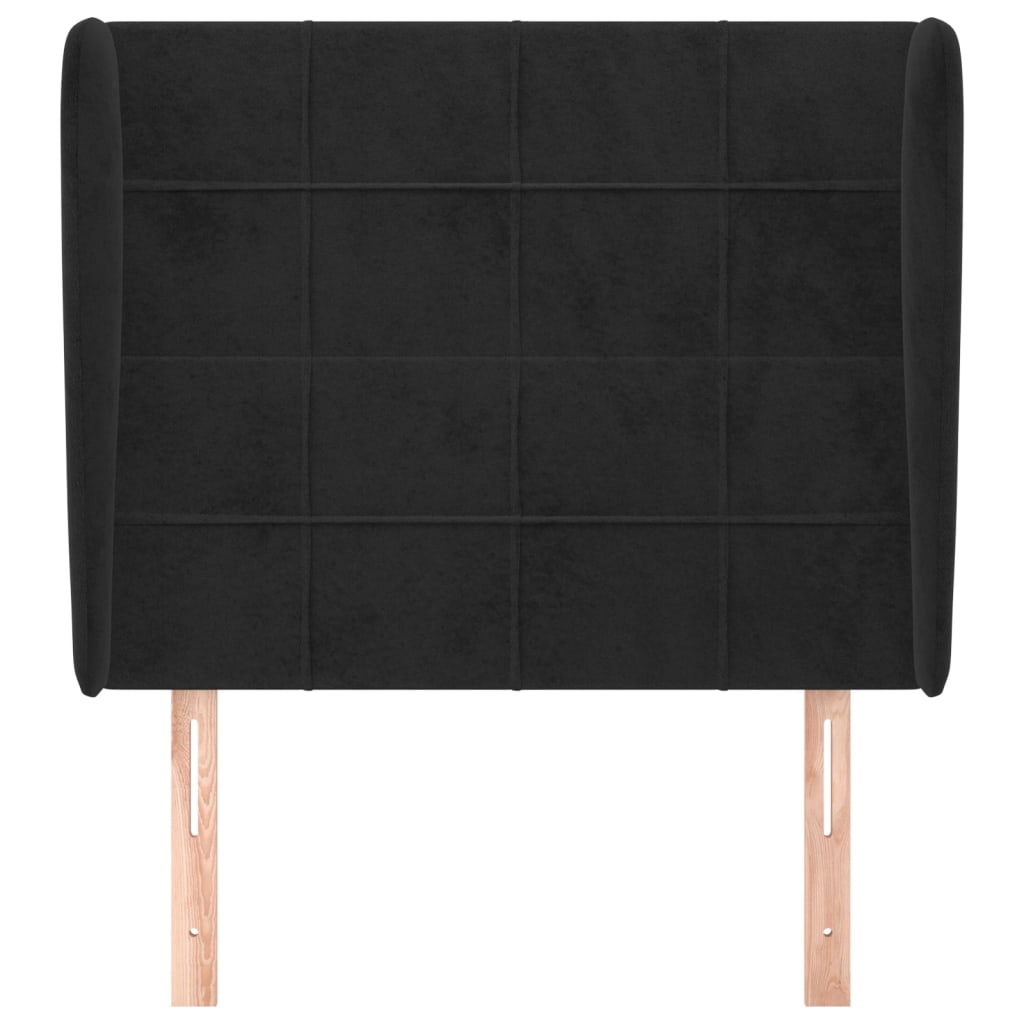 sengegavl med kanter 93x23x118/128 cm fløjl sort