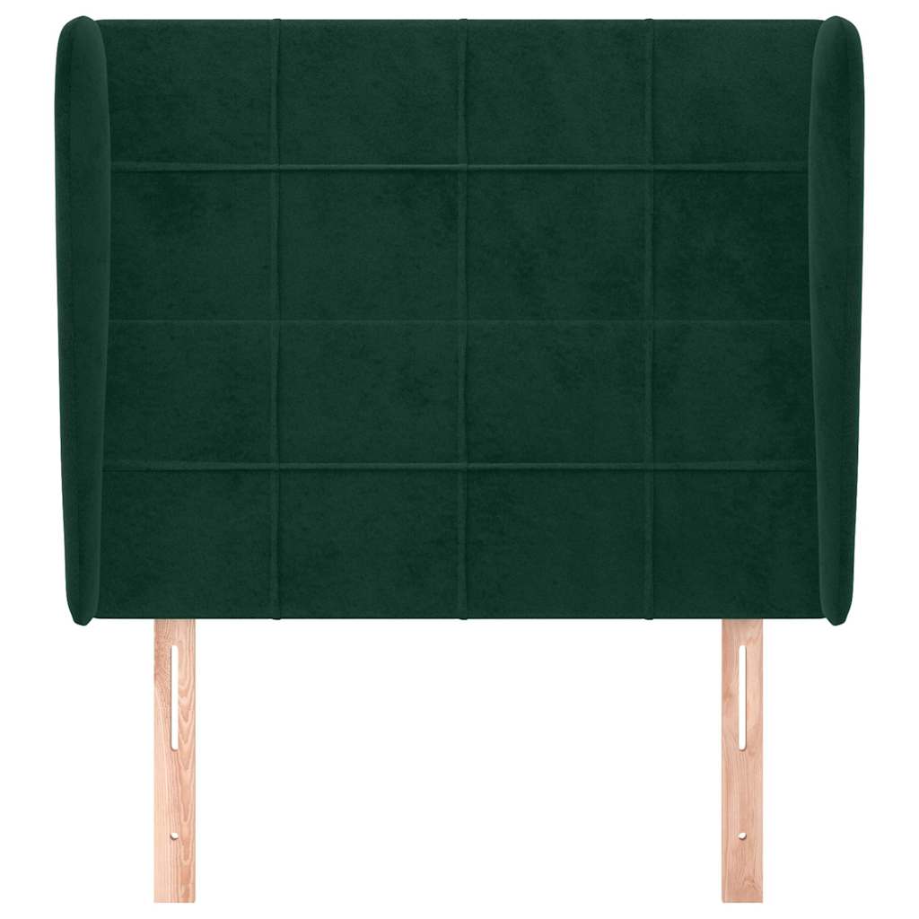 sengegavl med kanter 93x23x118/128 cm fløjl mørkegrøn