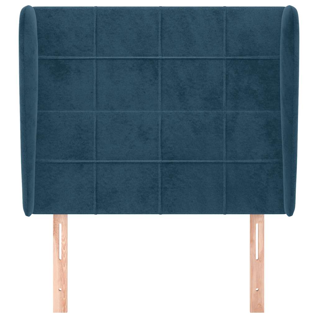 sengegavl med kanter 93x23x118/128 cm fløjl mørkeblå