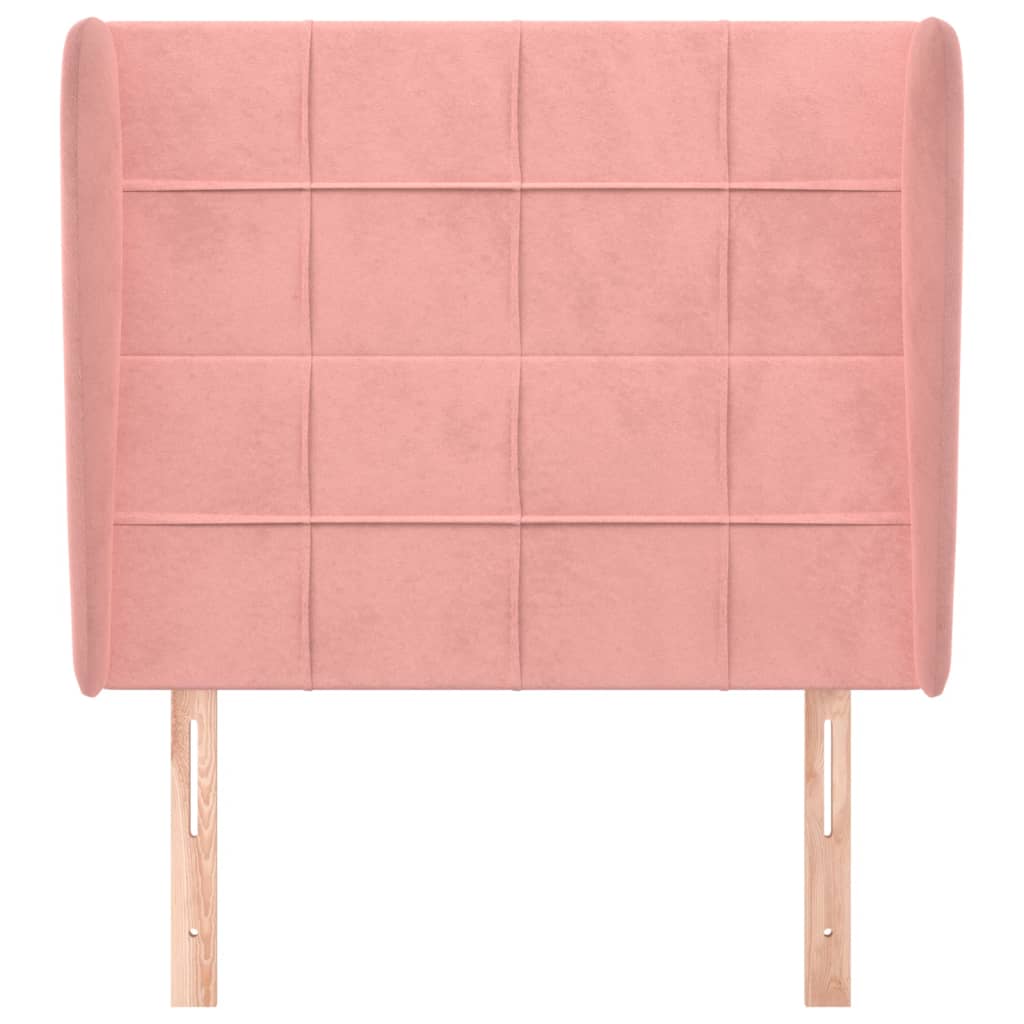 sengegavl med kanter 93x23x118/128 cm fløjl lyserød