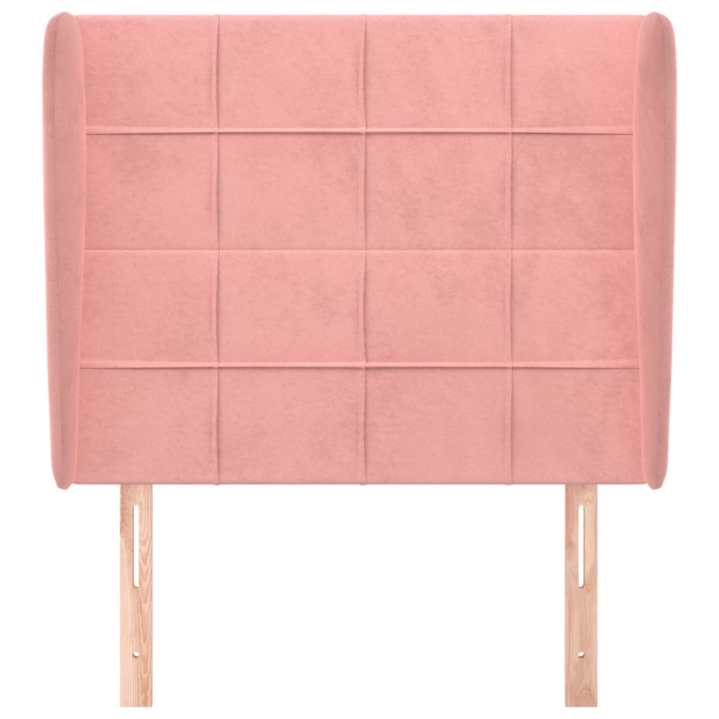 sengegavl med kanter 103x23x118/128 cm fløjl lyserød