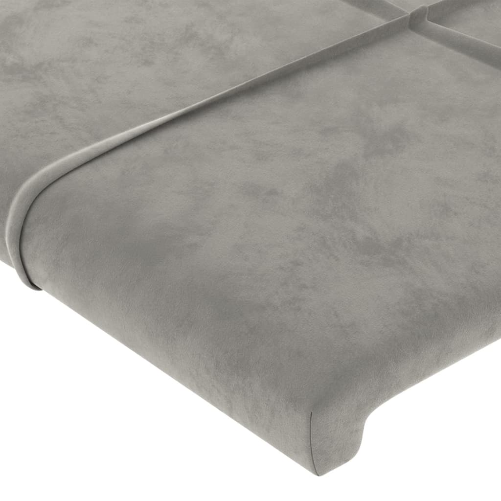 sengegavl med kanter 147x23x118/128 cm fløjl lysegrå