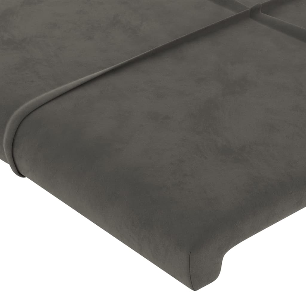 sengegavl med kanter 147x23x118/128 cm fløjl mørkegrå