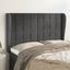 sengegavl med kanter 147x23x118/128 cm fløjl mørkegrå