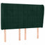 sengegavl med kanter 147x23x118/128 cm fløjl mørkegrøn