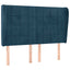 sengegavl med kanter 147x23x118/128 cm fløjl mørkeblå