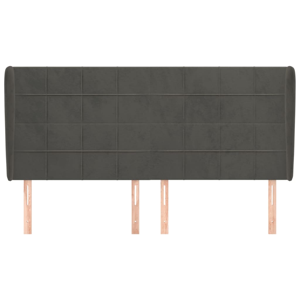 sengegavl med kanter 163x23x118/128 cm fløjl sort