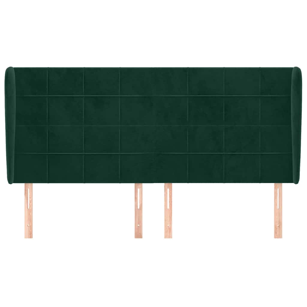 sengegavl med kanter 163x23x118/128 cm fløjl mørkegrøn