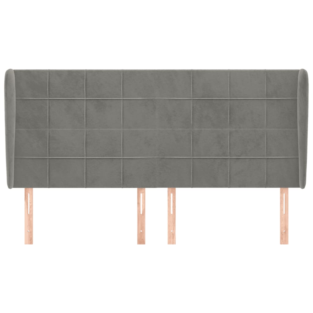 sengegavl med kanter 183x23x118/128 cm fløjl lysegrå