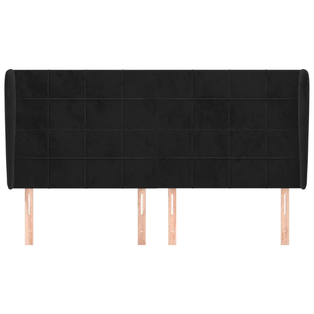 sengegavl med kanter 183x23x118/128 cm fløjl sort