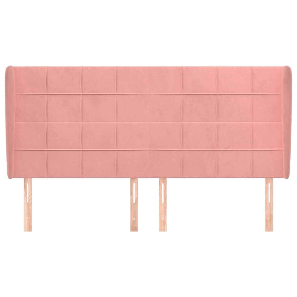 sengegavl med kanter 183x23x118/128 cm fløjl lyserød