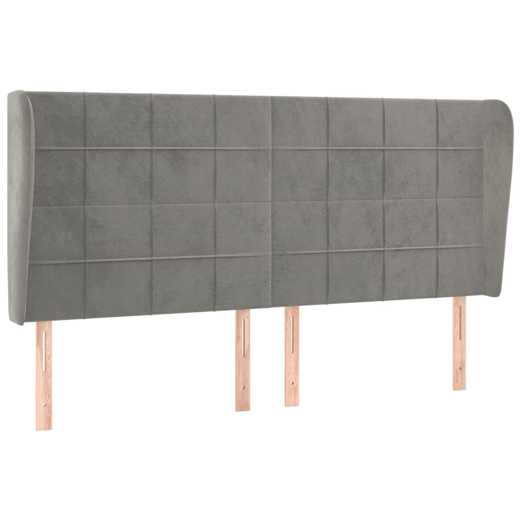 sengegavl med kanter 203x23x118/128 cm fløjl lysegrå
