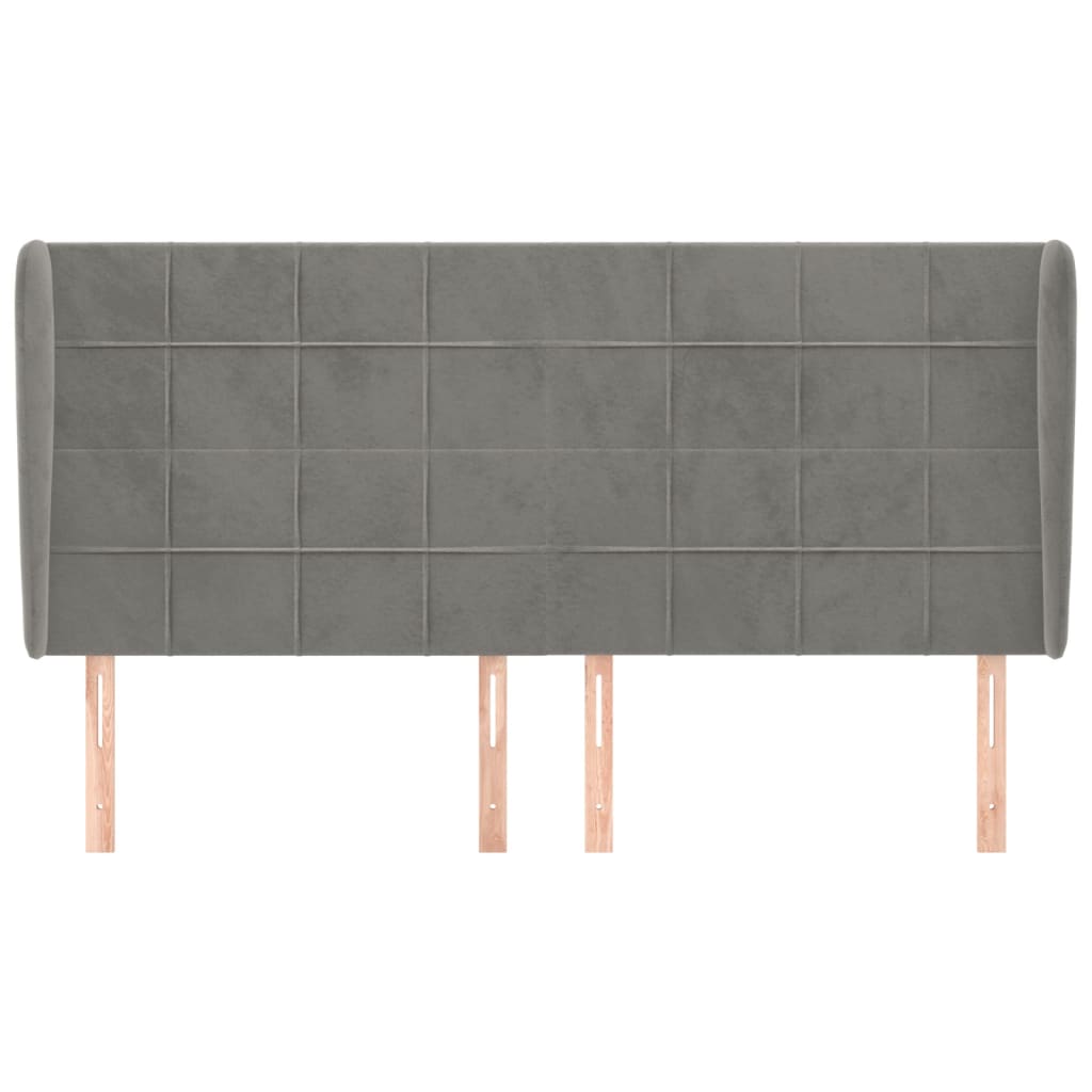 sengegavl med kanter 203x23x118/128 cm fløjl lysegrå