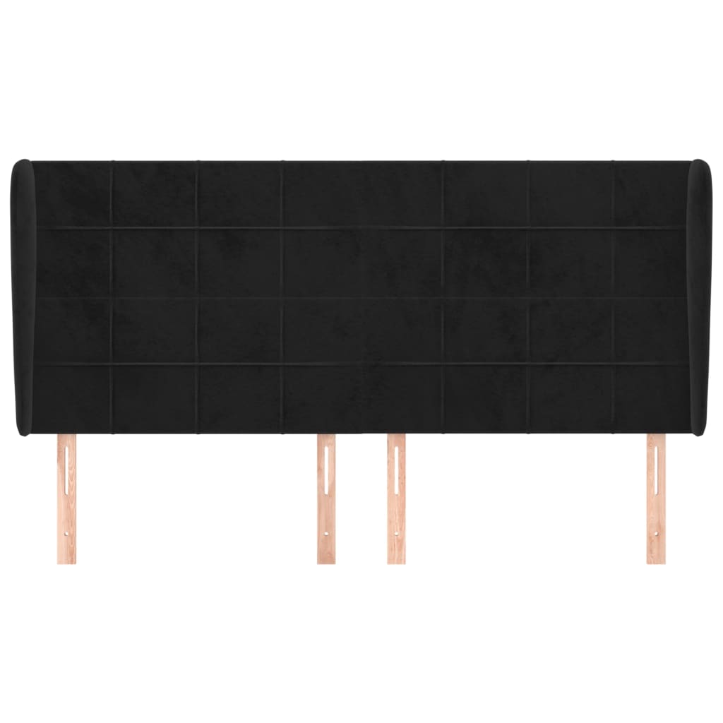 sengegavl med kanter 203x23x118/128 cm fløjl sort