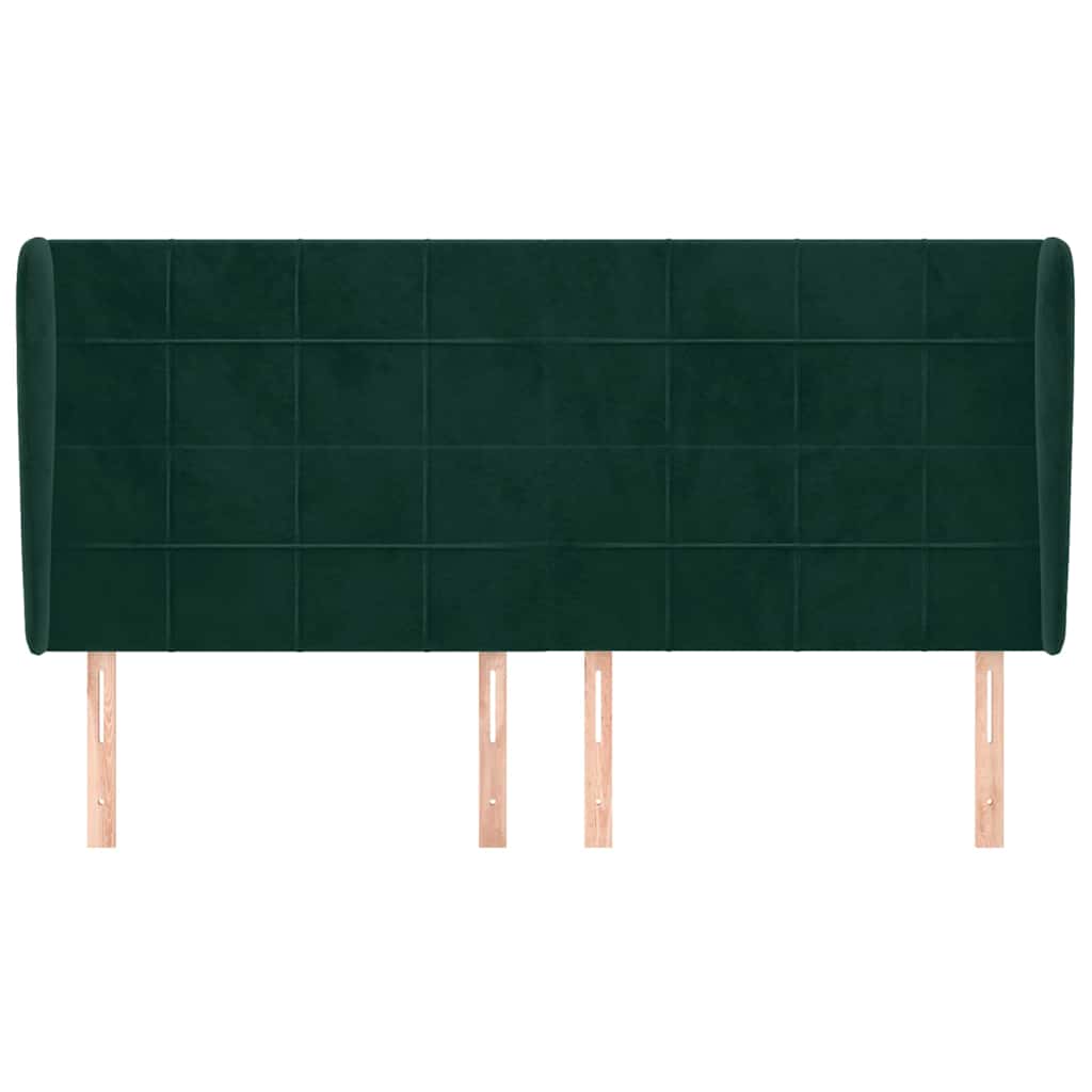 sengegavl med kanter 203x23x118/128 cm fløjl mørkegrøn