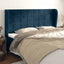 sengegavl med kanter 203x23x118/128 cm fløjl mørkeblå