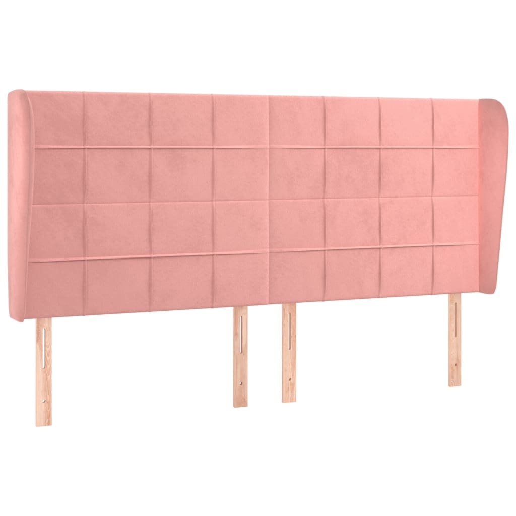 sengegavl med kanter 203x23x118/128 cm fløjl lyserød