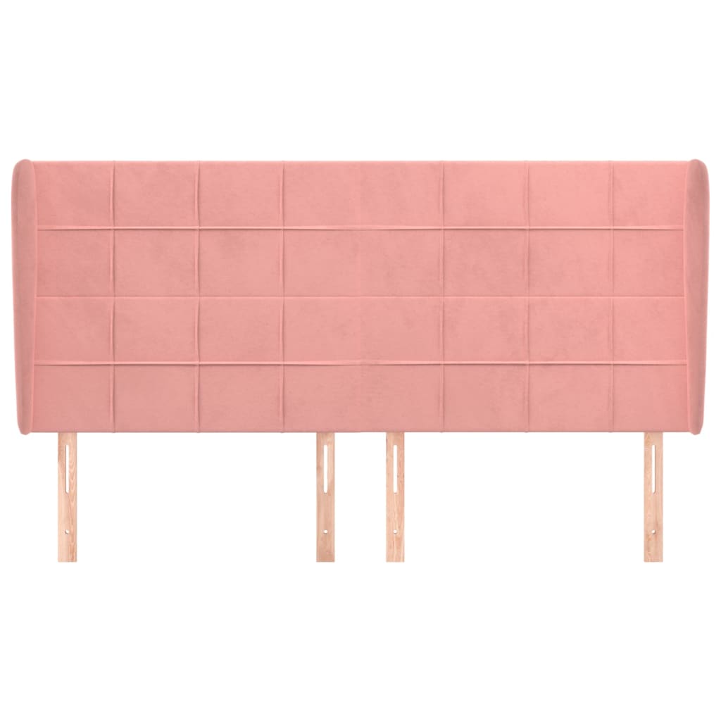sengegavl med kanter 203x23x118/128 cm fløjl lyserød
