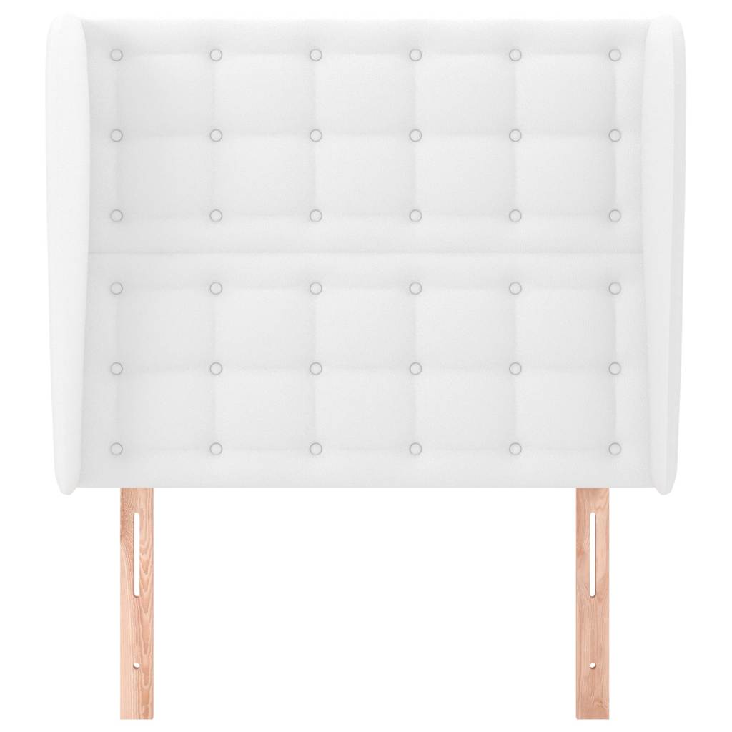 sengegavl med kanter 83x23x118/128 cm kunstlæder hvid