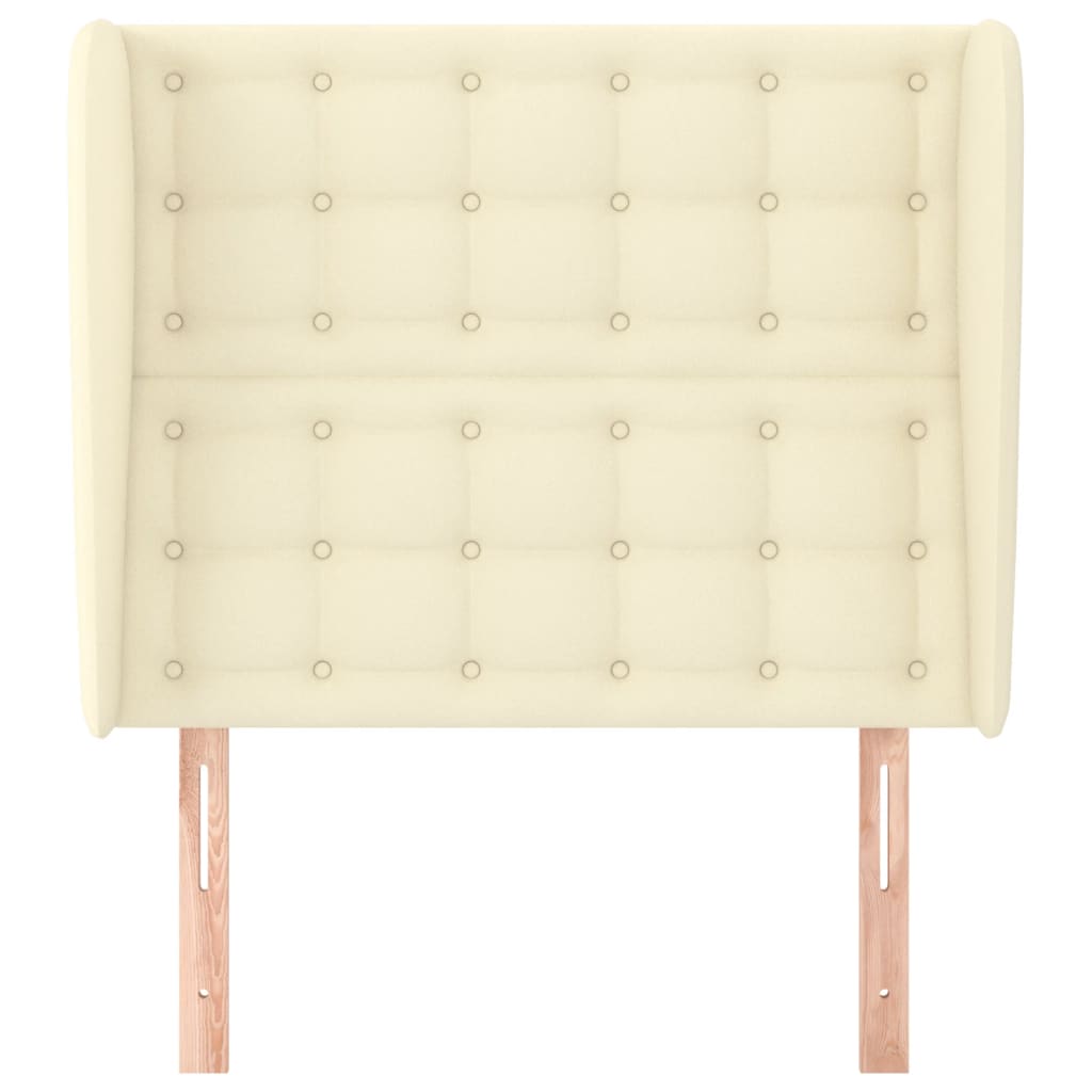 sengegavl med kanter 83x23x118/128 cm kunstlæder cremefarvet