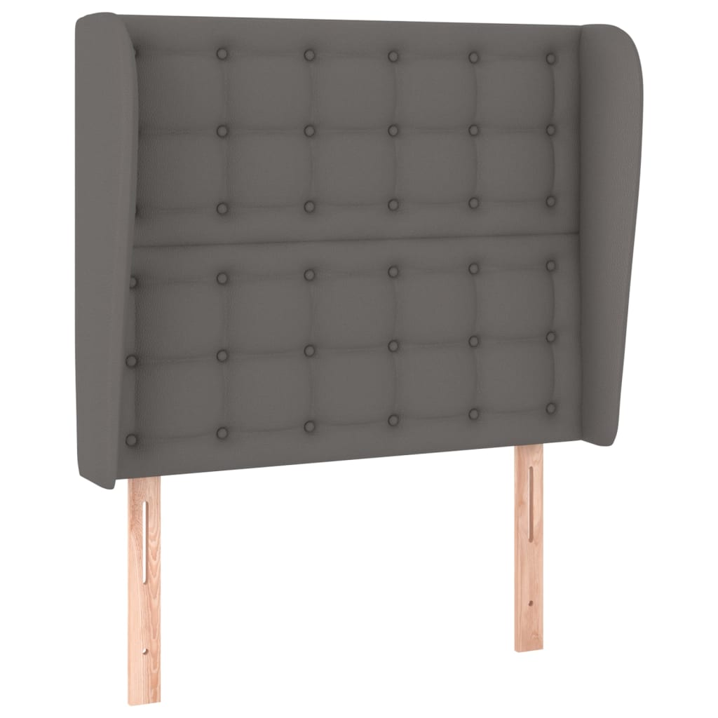 sengegavl med kanter 83x23x118/128 cm kunstlæder grå