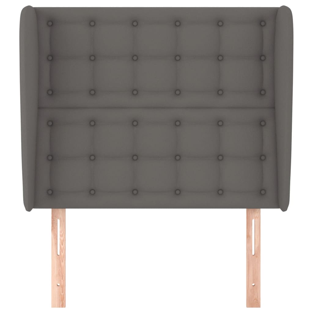 sengegavl med kanter 83x23x118/128 cm kunstlæder grå