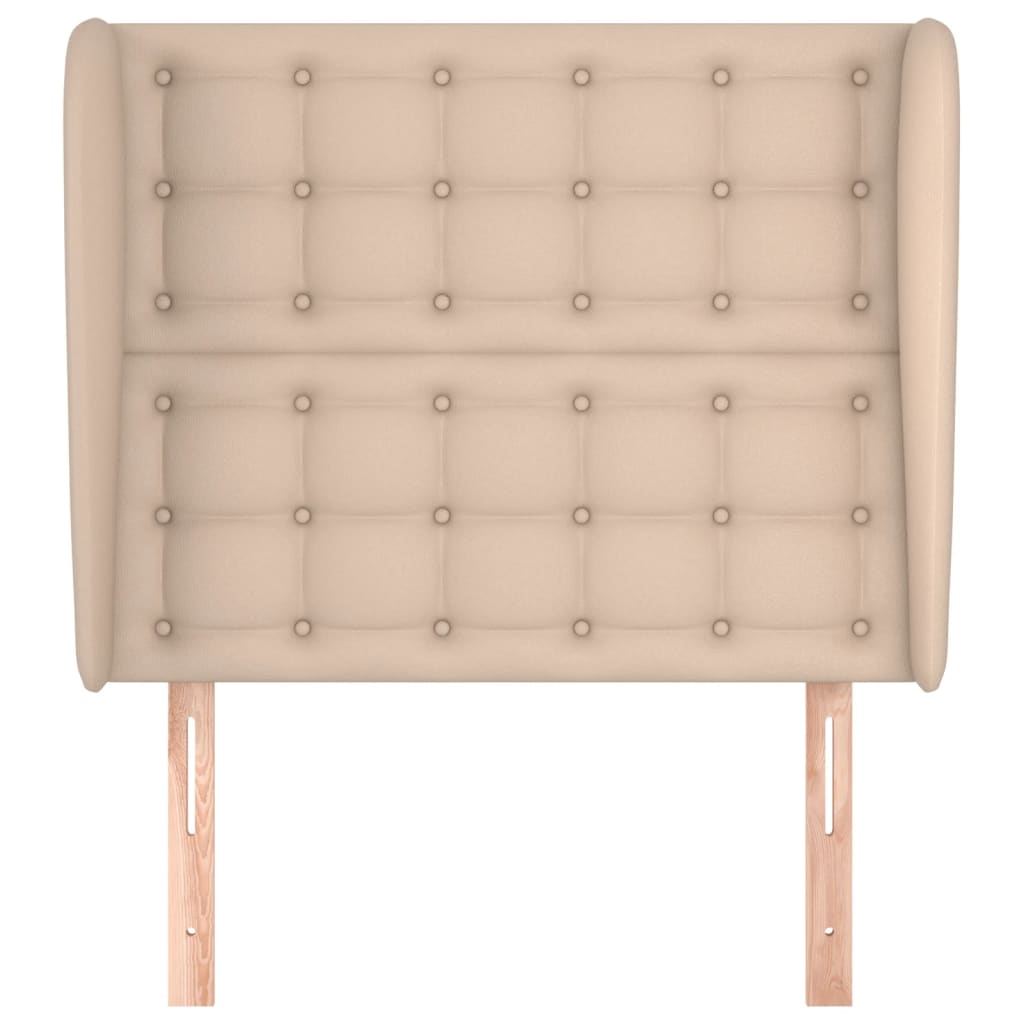 sengegavl med kanter 83x23x118/128 cm kunstlæder cappuccino
