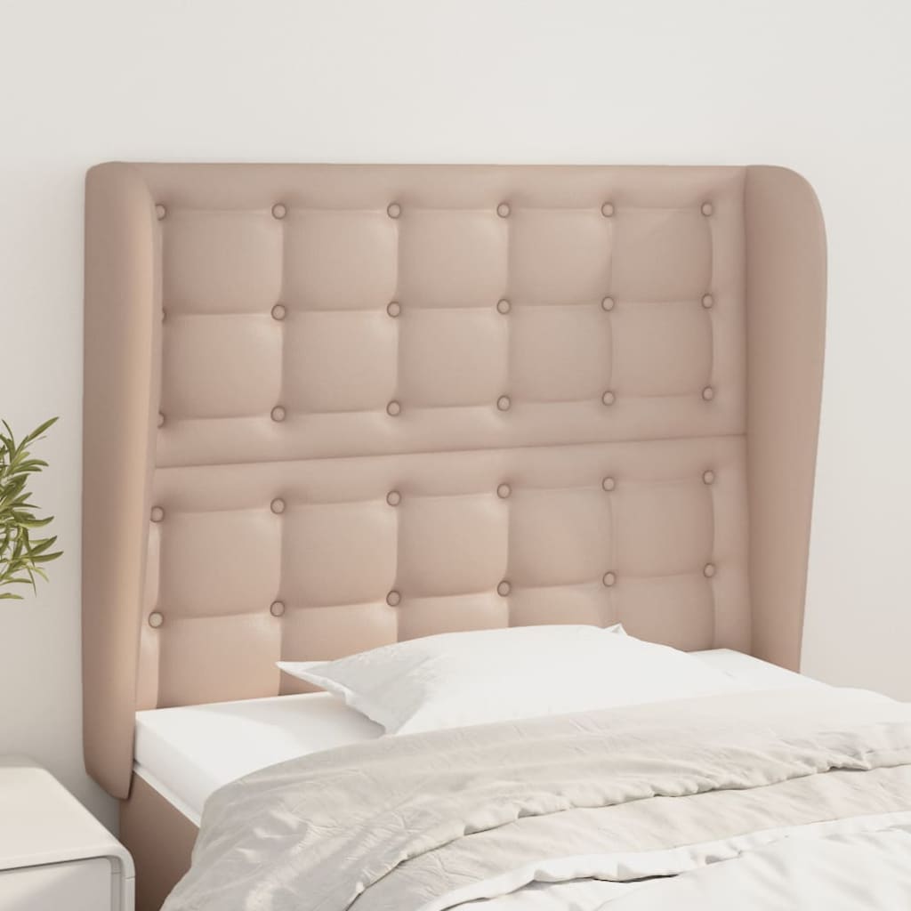 sengegavl med kanter 83x23x118/128 cm kunstlæder cappuccino
