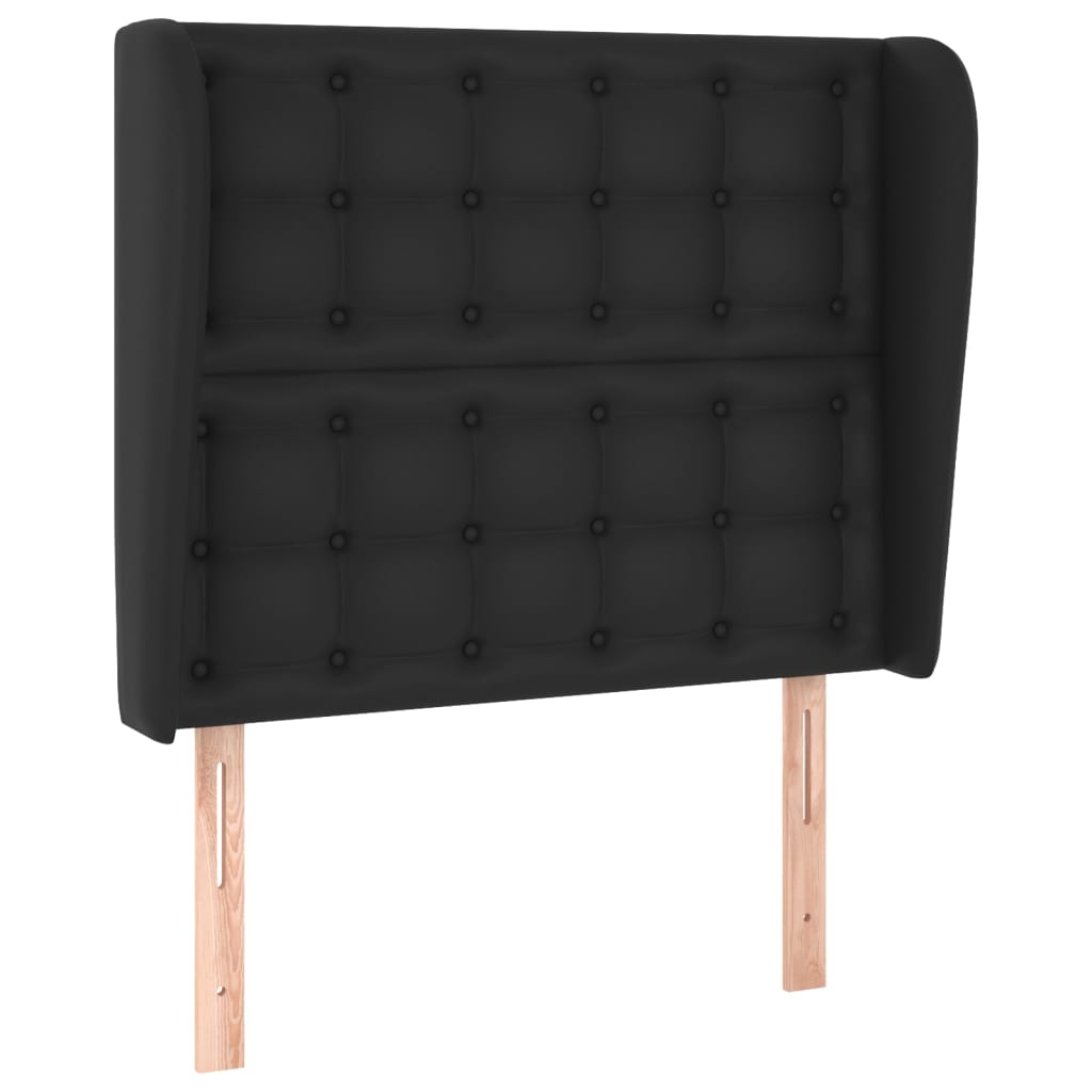 sengegavl med kanter 93x23x118/128 cm kunstlæder sort