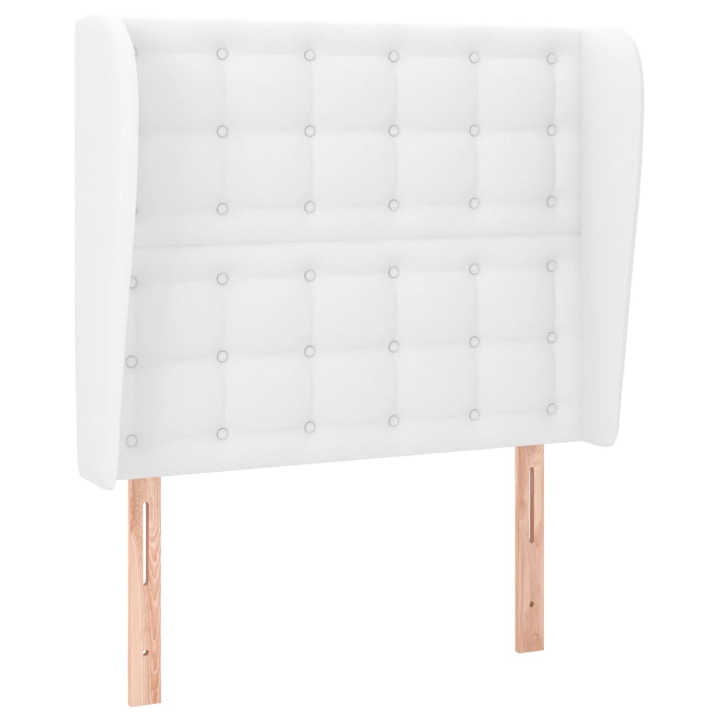 sengegavl med kanter 93x23x118/128 cm kunstlæder hvid