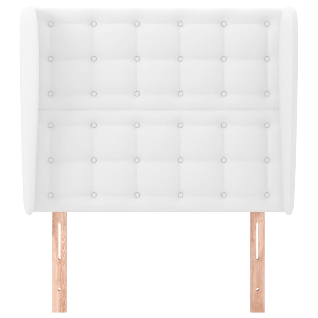 sengegavl med kanter 93x23x118/128 cm kunstlæder hvid