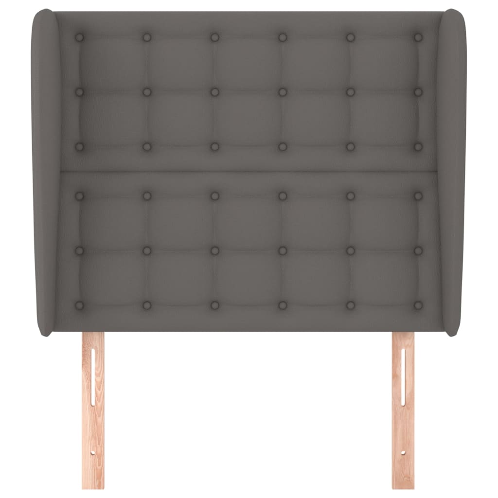 sengegavl med kanter 93x23x118/128 cm kunstlæder grå