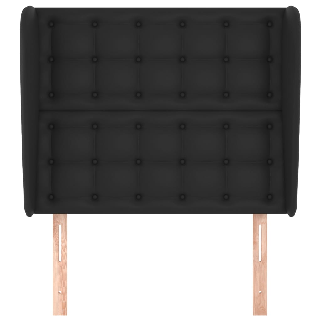 sengegavl med kanter 103x23x118/128 cm kunstlæder sort