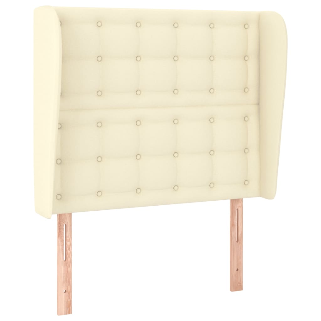 sengegavl med kanter 103x23x118/128 cm kunstlæder cremefarvet