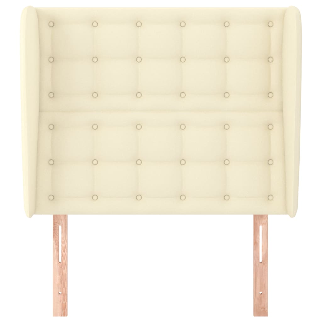 sengegavl med kanter 103x23x118/128 cm kunstlæder cremefarvet