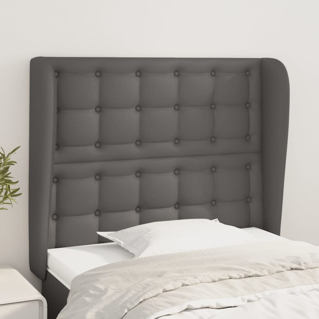 sengegavl med kanter 103x23x118/128 cm kunstlæder grå
