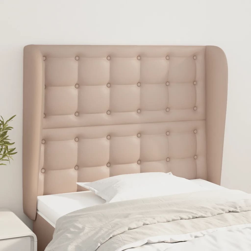 sengegavl med kanter 103x23x118/128 cm kunstlæder cappuccino