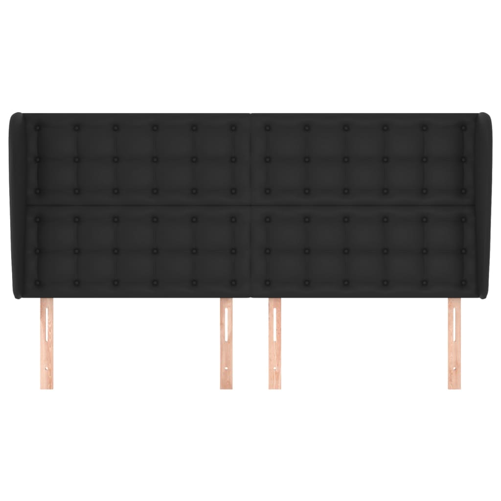 sengegavl med kanter 163x23x118/128 cm kunstlæder sort