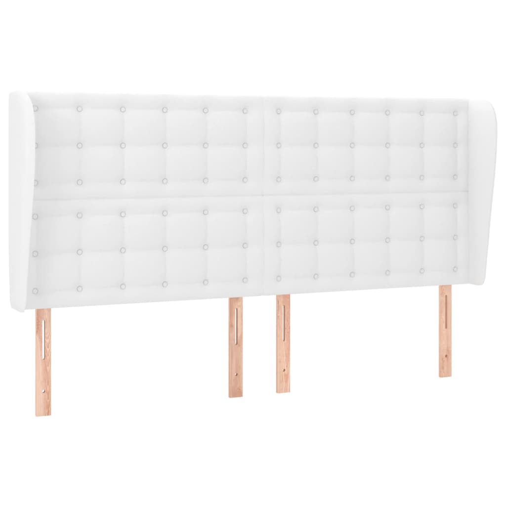 sengegavl med kanter 183x23x118/128 cm kunstlæder hvid