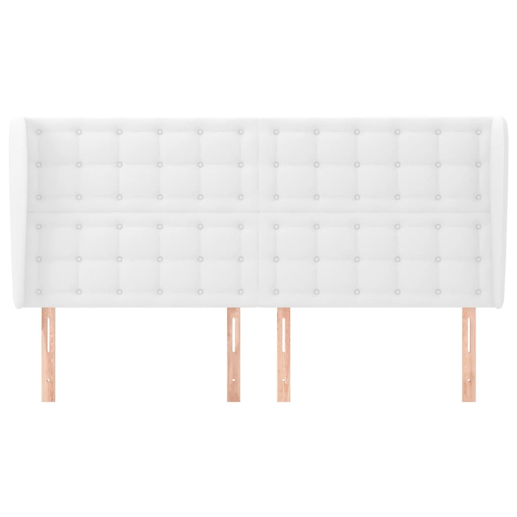 sengegavl med kanter 183x23x118/128 cm kunstlæder hvid